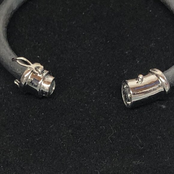 Joan Boyce Blue Crystal and Black Leather Charm Bracelet with Magnetic Closure * - Picture 4 of 4